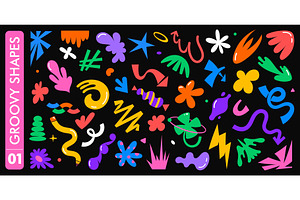 Groovy shapes abstract funky forms, a Decorative Illustration by Seavector Studio