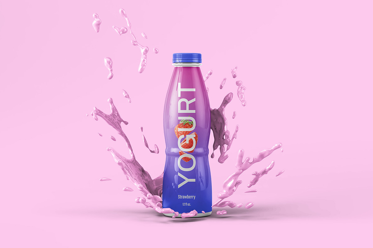 Bottle with Splash Mockup - 7 Views, a Packaging Mockup by Illusiongraphic (Photo 2 of 25)