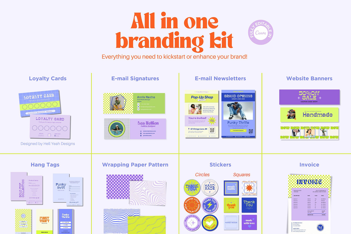 Ultimate Funky & Vibin Branding Kit, a Branding & Logo Template by Hell Yeah Designs (Photo 6 of 29)
