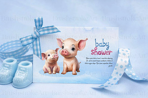 Watercolor Pig Clipart, Baby Piglet