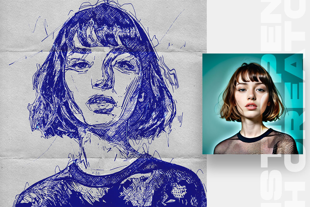 Realistic Pen Sketch Creator, an Action Add-On by Amorjesu.com (Photo 23 of 37)