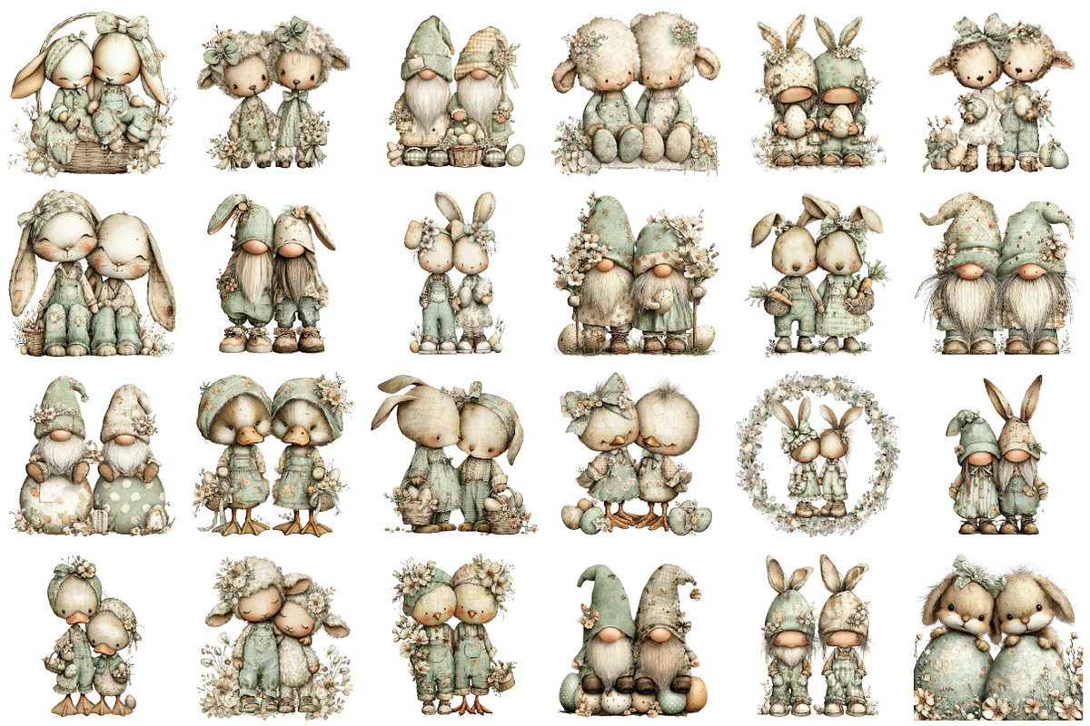 Whimsical Easter Couple Clipart, an Illustration by designcity5 (Photo 2 of 5)
