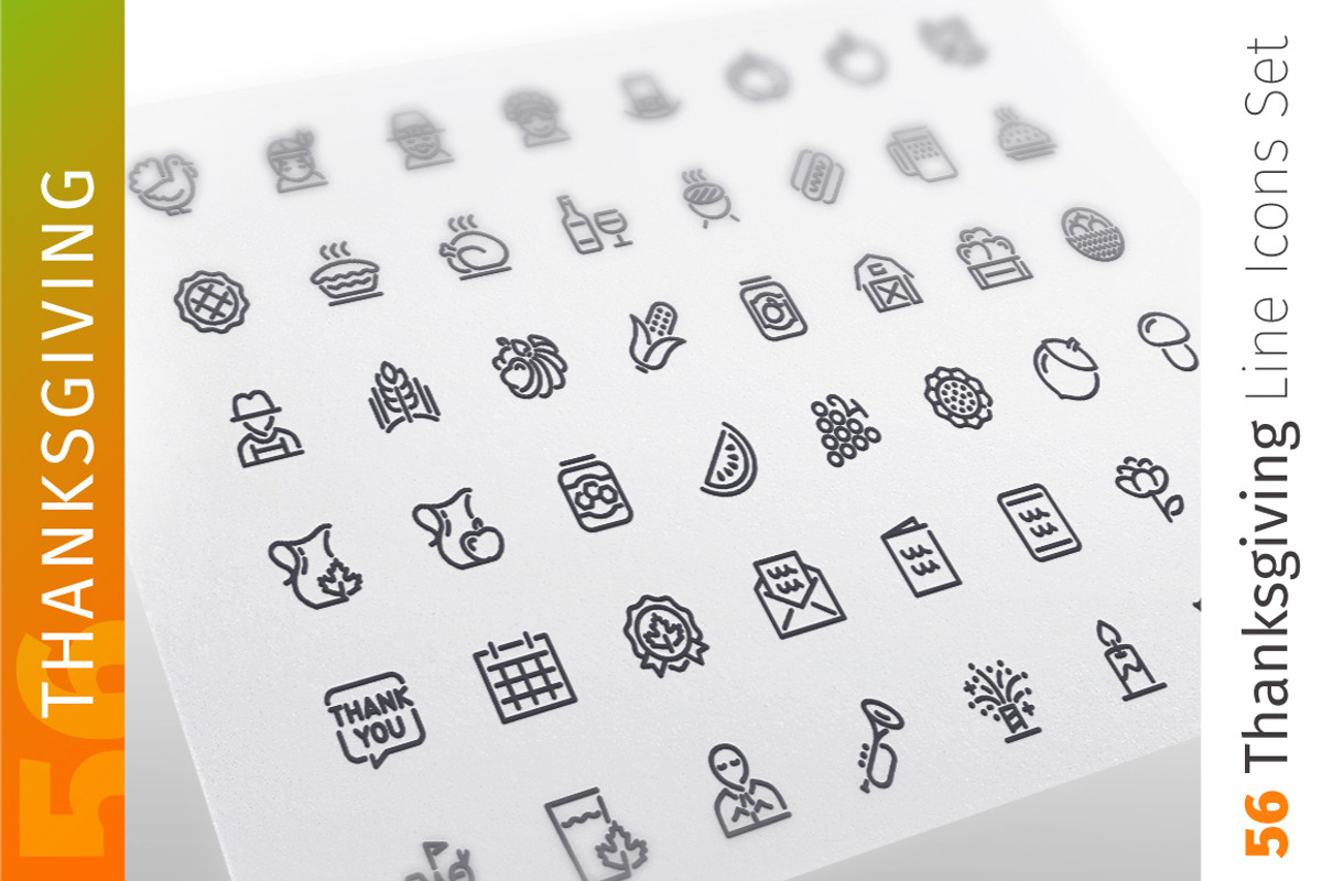 Thanksgiving Line Icons Set, an Outline Icon by Voysla's Shop (Photo 1 of 4)