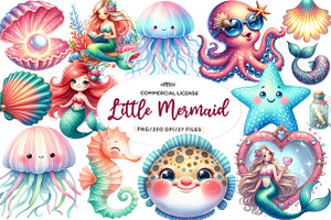 Cute The Little Mermaid clipart, an Illustration by CreationArt