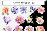 Watercolor Wildflower Clipart Set 2, an Object Graphic by AllTheKewtClipart (Thumbnail 5 of 5)