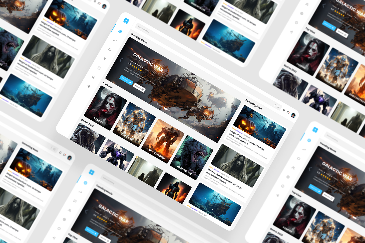Movies Dashboard UI Kit, an UI Kit Template by iDoodle Studio