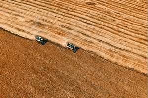 aerial view of two combine on, a Nature Photo by Fascinadora