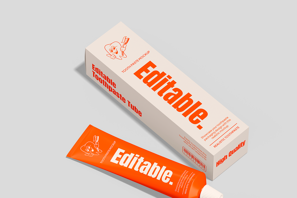 Tooth Paste Mockup, a Packaging Mockup by Bartama Graphic (Photo 2 of 4)