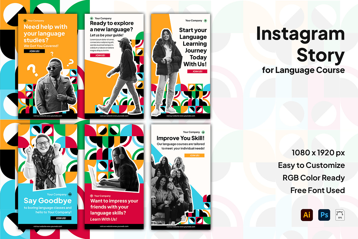 Language Course Instagram Story, a Social Media Template by Esensifiksi.studio (Photo 1 of 3)