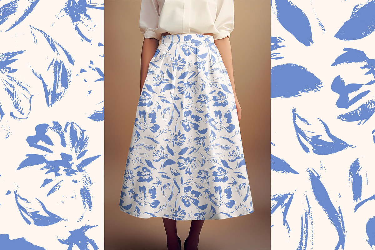 Blue Hand Painted Flowers, a Decorative Illustration by MalyskaStudio (Photo 3 of 15)