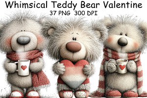 Whimsical Teddy Bear Valentine PNG, an Illustration by CraftArtStudio