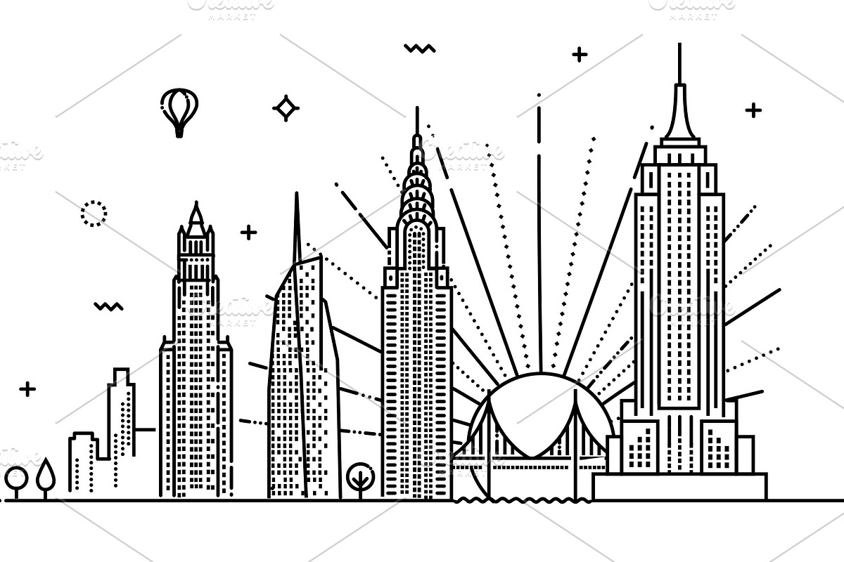 Linear banner of New York City, an Outline Icon by Tettygreen (Photo 2 of 2)