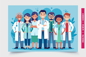 Smiling Medical Professionals Group, an Illustration by Tanuart
