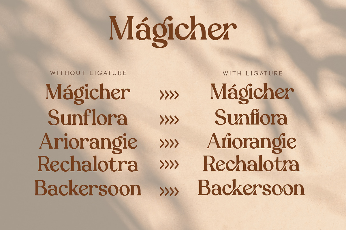 Magicher - Ligature Connected, a Serif Font by Mokatype Studio (Photo 11 of 15)