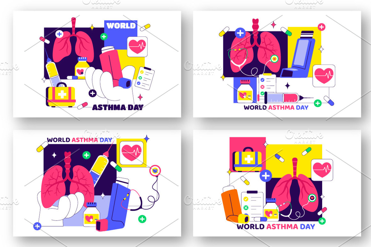 10 World Asthma Day Illustration, a Healthcare Illustration by denayunebgt (Photo 3 of 4)