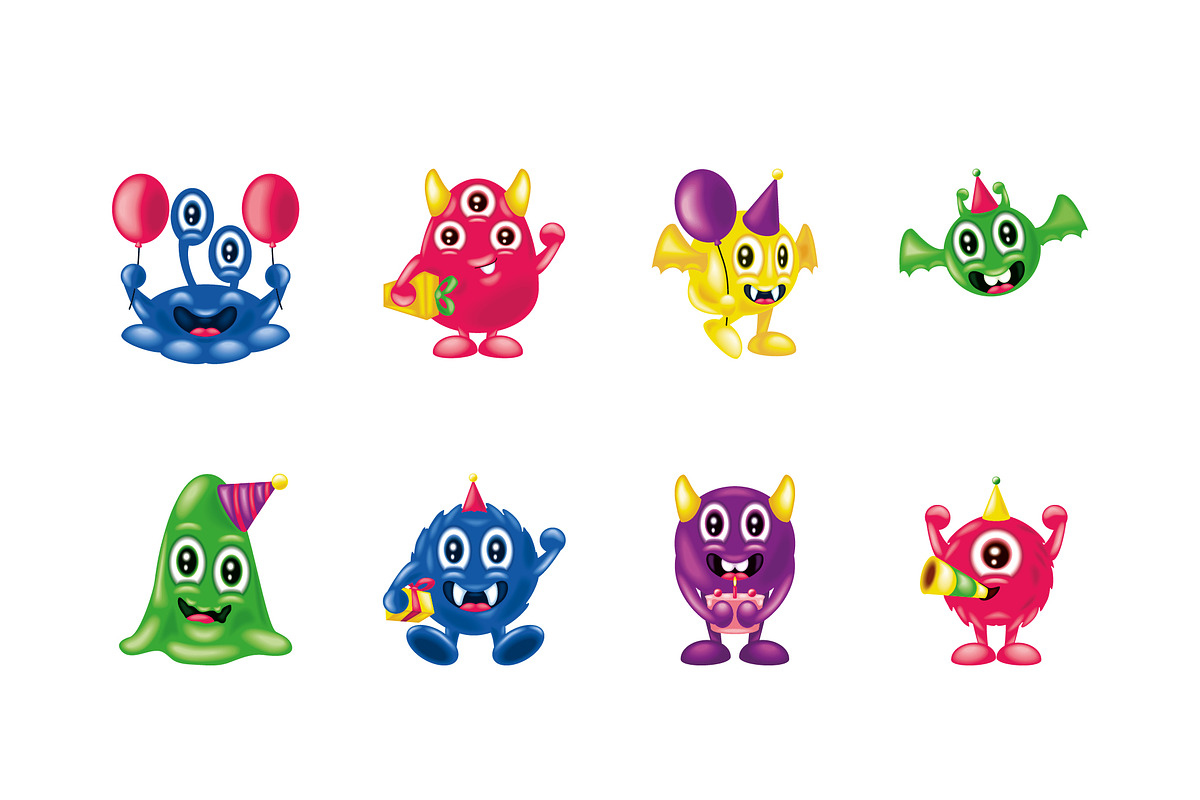 Birthday Monsters Icon Set, a Templates & Theme by studiogstock (Photo 1 of 3)