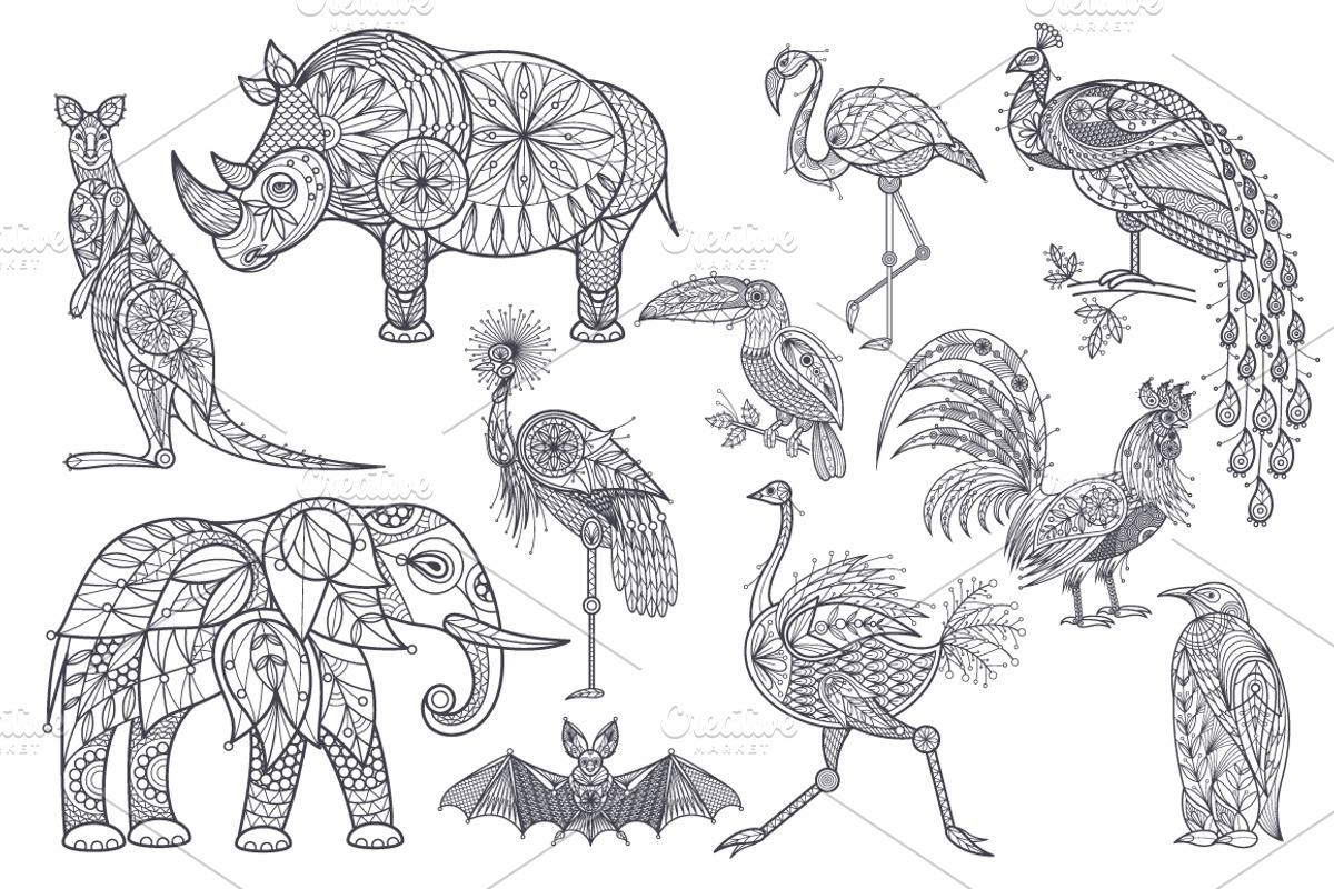 Unusual animals set, an Object Graphic by MarinaVorontsova (Photo 3 of 6)