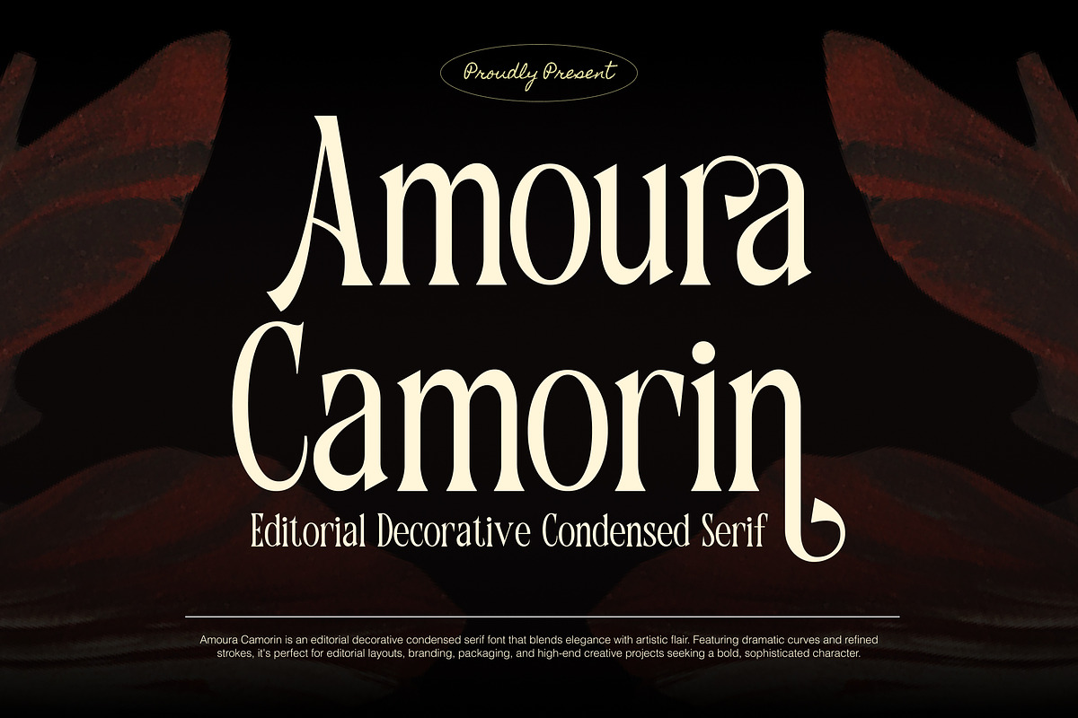 Amoura Camorin Decorative Serif Font, a Serif Font by Rasio Studio (Photo 1 of 7)