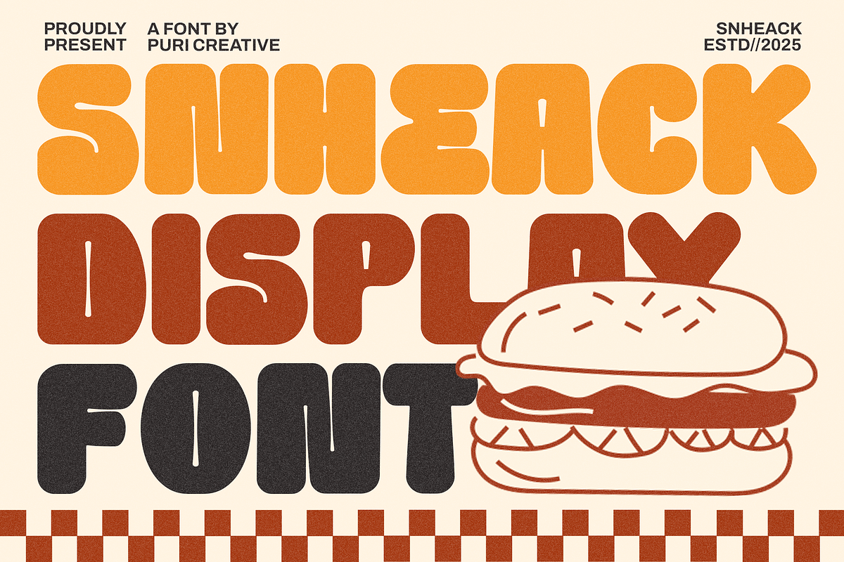 Snheack - Food Display Font, a Handwritten Font by PuriCreative (Photo 1 of 10)