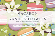 Macaron and Vanilla flowers, a Pattern Graphic by Yummy (Thumbnail 1 of 7)