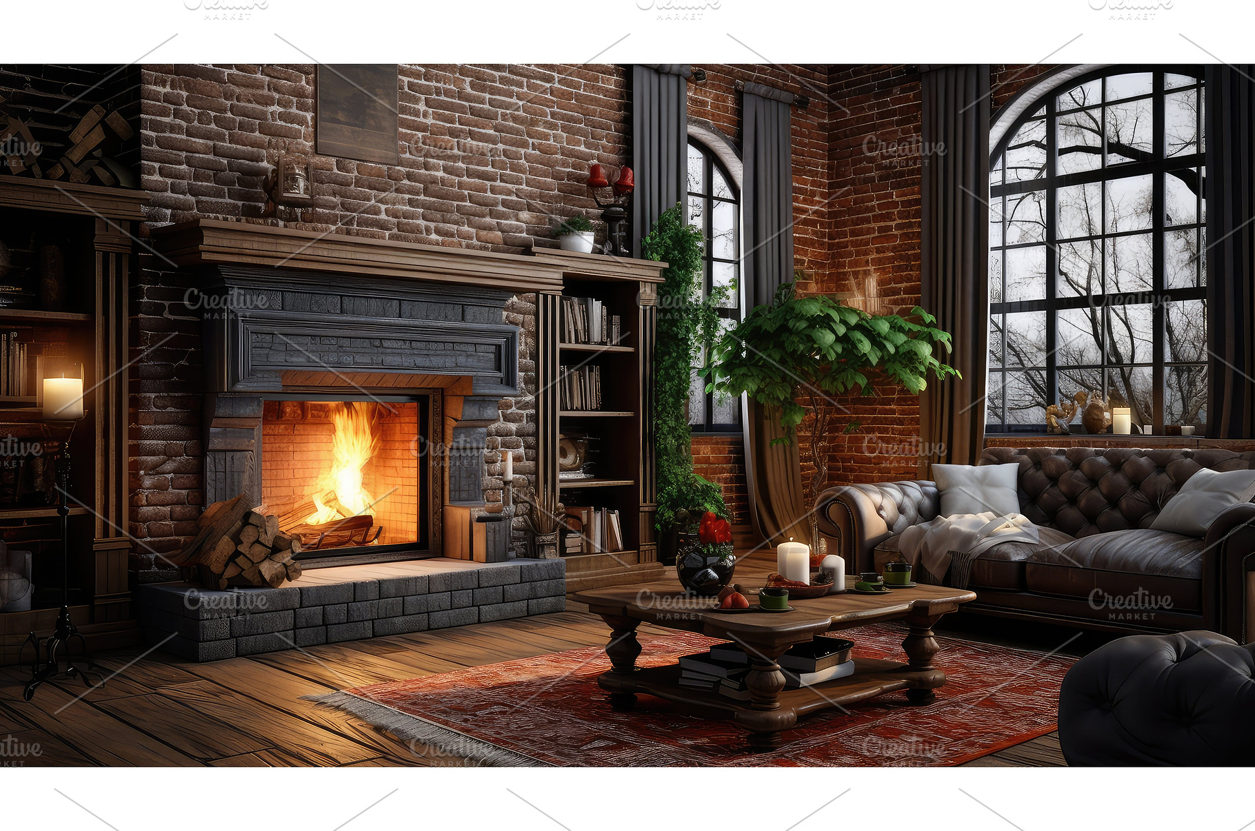 flames room fireplace ai generated, an Architecture Photo by pikepicture