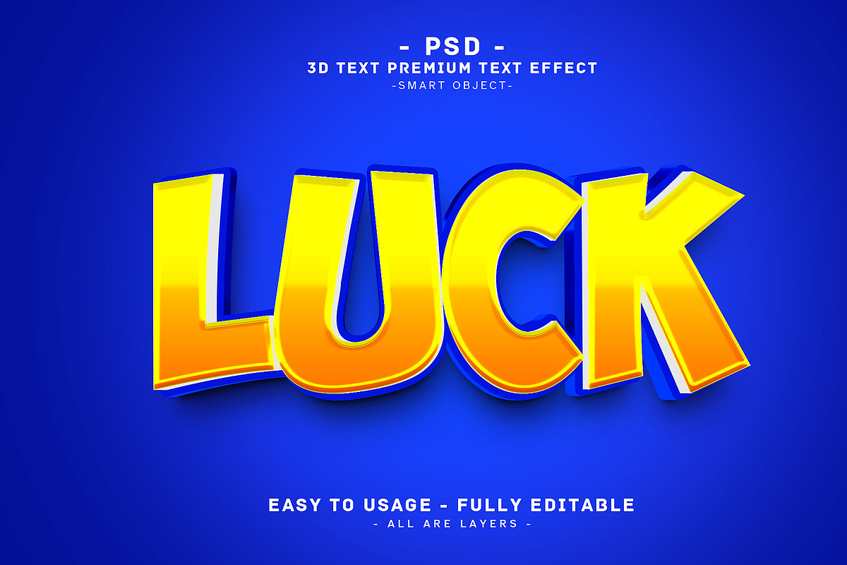 Luck 3D Editable Text effect Style, a Layer Style Add-On by Md Jahidul99