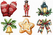 Watercolor Christmas Time Clipart, an Illustration by Craft Nest (Thumbnail 3 of 6)
