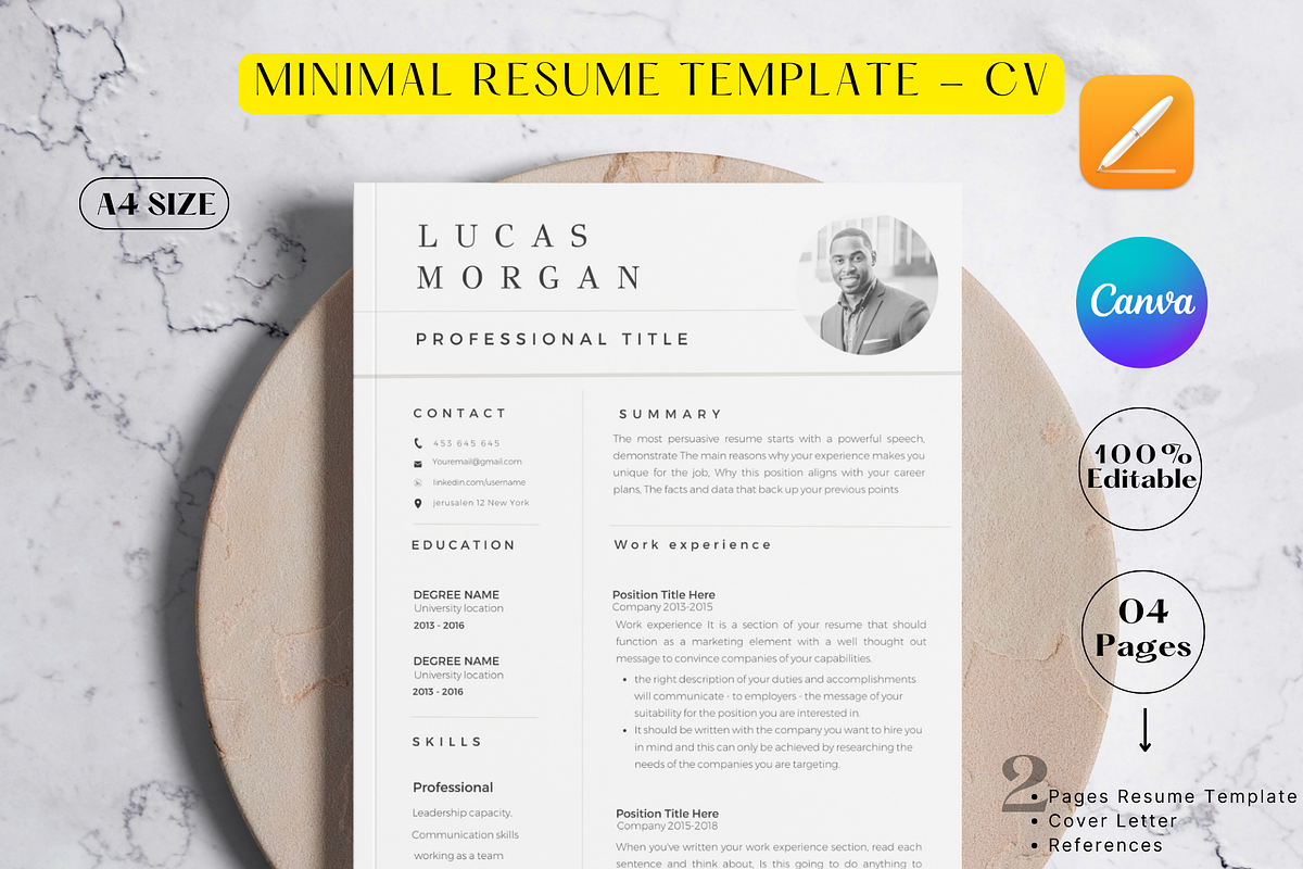 Resume Template Pack | Canva, Pages, a Resume Template by Prodesign (Photo 1 of 4)
