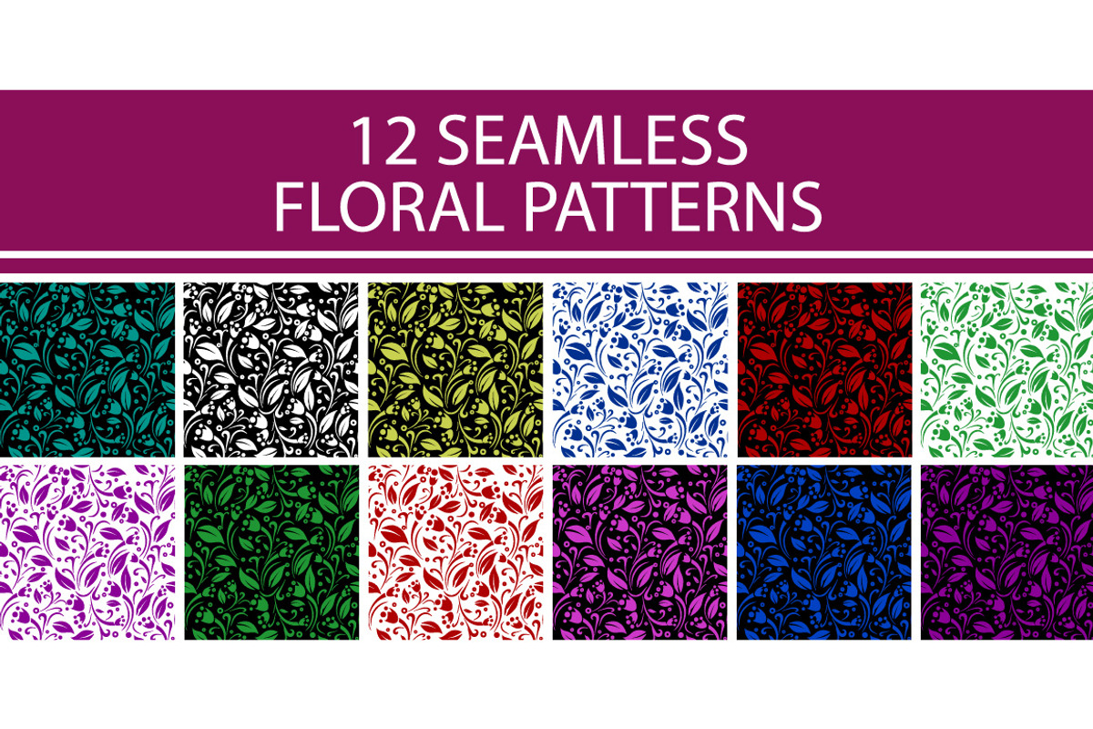 12 floral seamless patterns, a Pattern Graphic by mnke art studio (Photo 1 of 5)