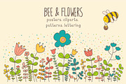 Bee and flowers, an Illustration by BerryCaty (Thumbnail 1 of 14)