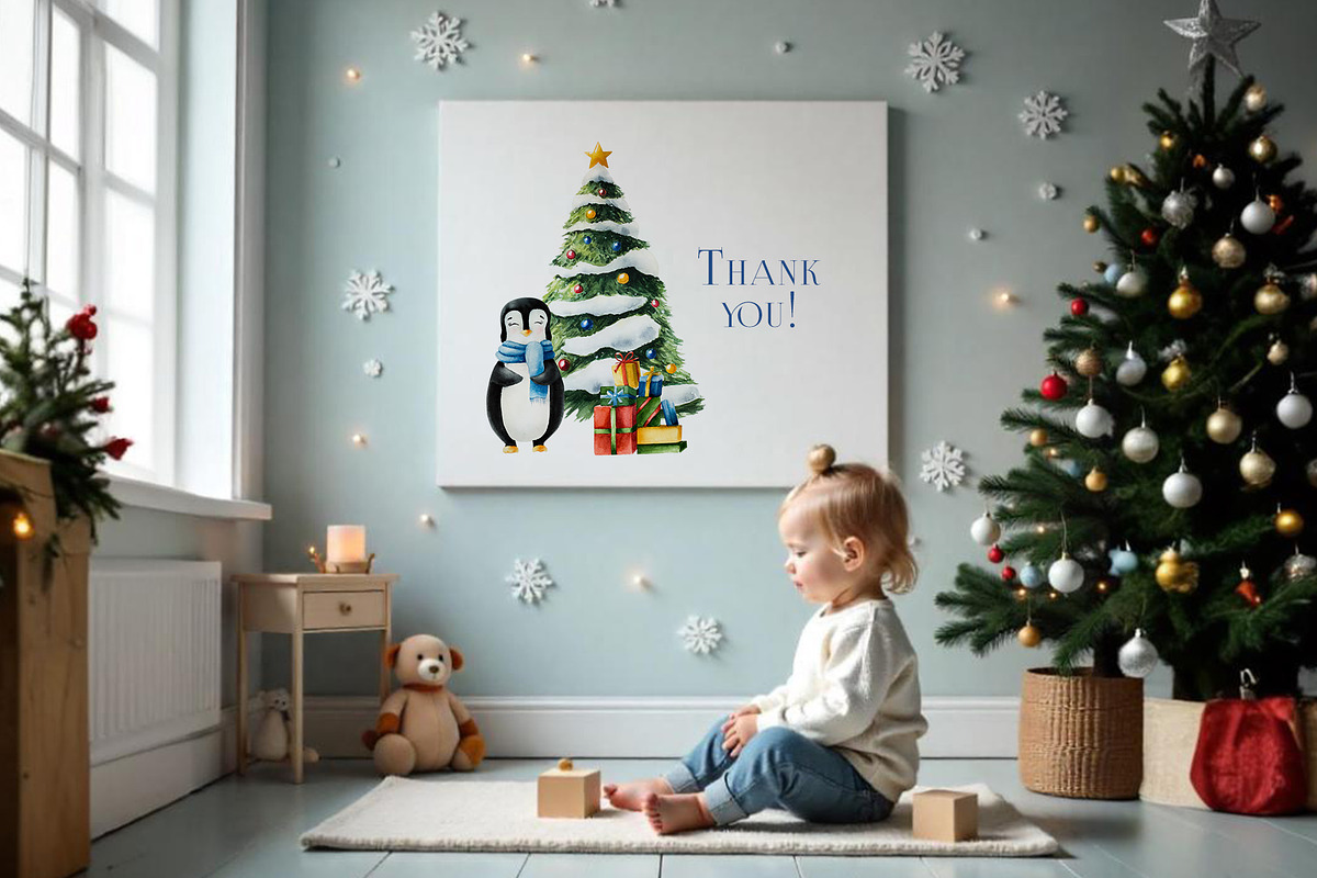 Watercolor Winter Penguin Village, an Illustration by Navenzeles (Photo 11 of 11)