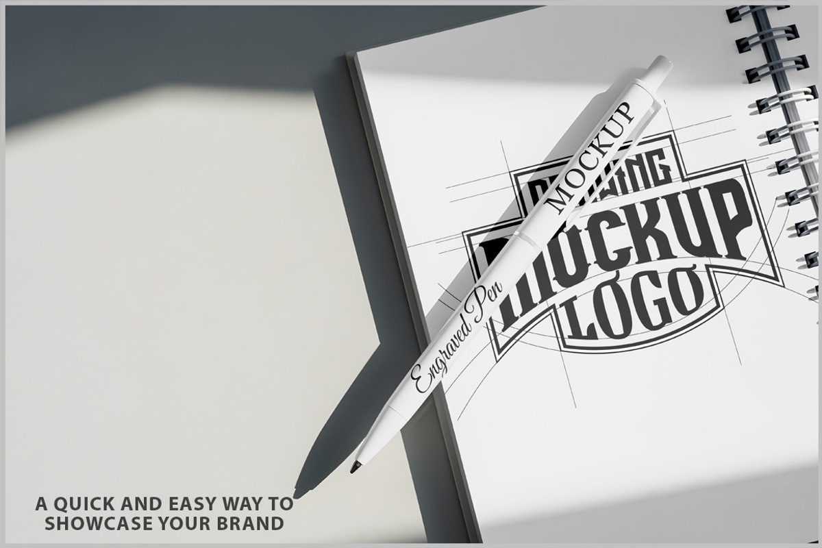 Pen with Notebook Mockup PSD, a Pens & Pencil Mockup by Bruno's Shop (Photo 2 of 4)