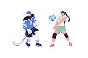 Sport athletes set, seamless pattern, a Sport Illustration by PaperTrident (Thumbnail 6 of 12)