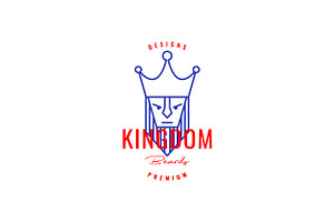 Face King Crown Beard Vintage Logo