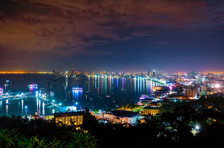 Pattaya city at night scene landmark stock photo containing pattaya and city, an Architecture Photo by yongkiet jitwattanatam