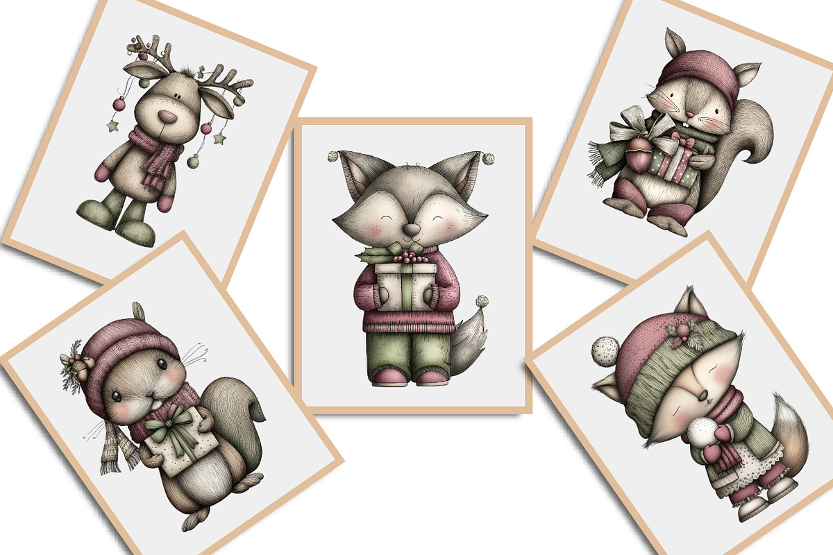 Whimsical Christmas Animals Clipart, an Illustration by Libby Wishes (Photo 3 of 7)