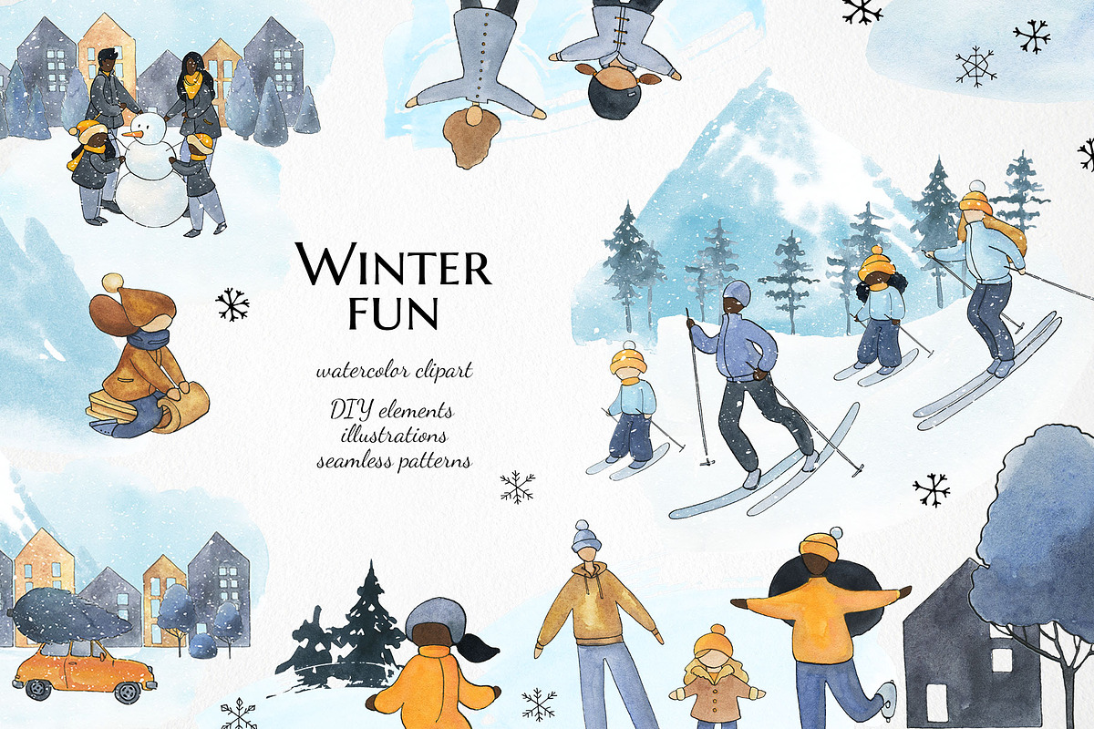 Watercolor winter wonderland bundle!, a Person Illustration by LyubovZaytseva (Photo 17 of 26)