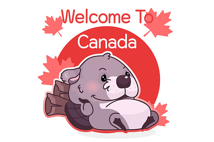 Cute lazy beaver canadian symbol, a Poster Template by The img