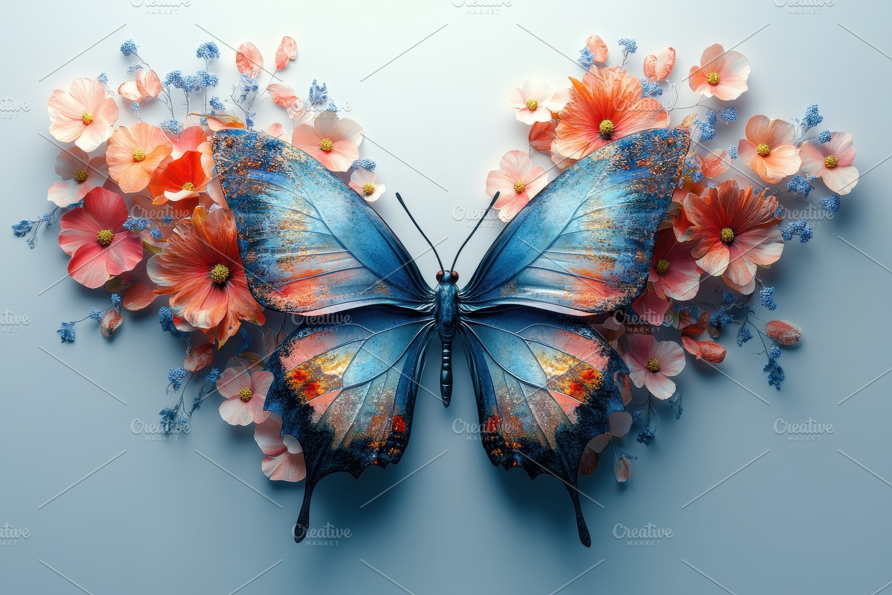 Colorful butterfly resting among vib, a Photo by Tanuart