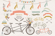 Tandem bicycle flowers wedding card, an Illustration by GrafikBoutique (Thumbnail 1 of 3)