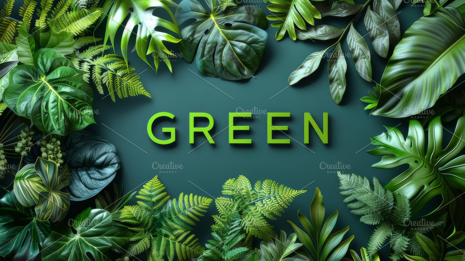 Lush Green Tropical Leaves Arranged on Dark Background for Natural Themes, a Photo by AS photostudio