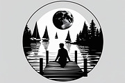 Mindful Lake Meditation Silhouette S, an Illustration by Creativeshirt (Thumbnail 2 of 9)