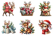 Watercolor Cute Reindeer Clipart Png, an Illustration by SinaCreation (Thumbnail 3 of 7)