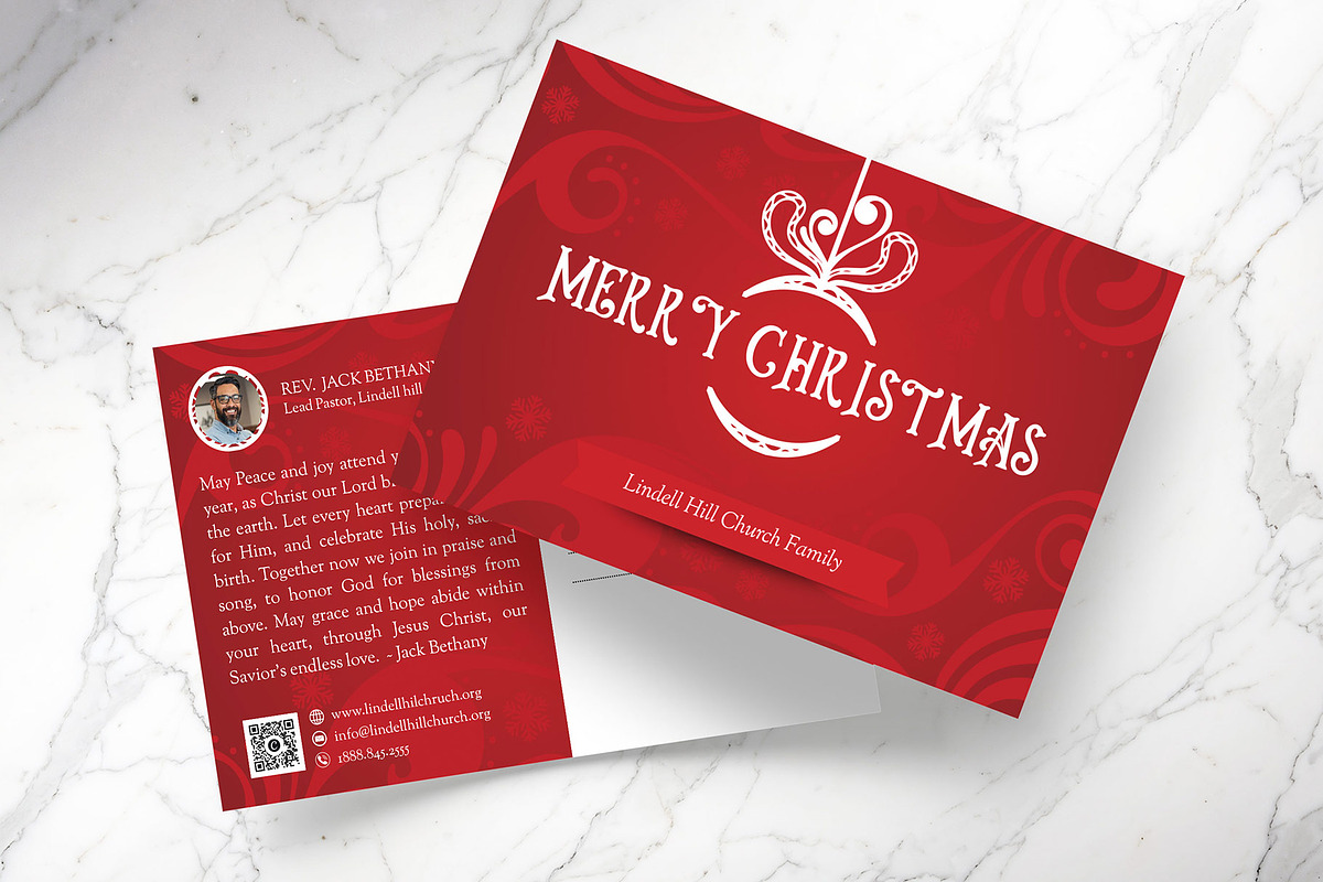 Red Christmas Church Postcard PSD, a Card Template by Godserv Designs (Photo 1 of 11)