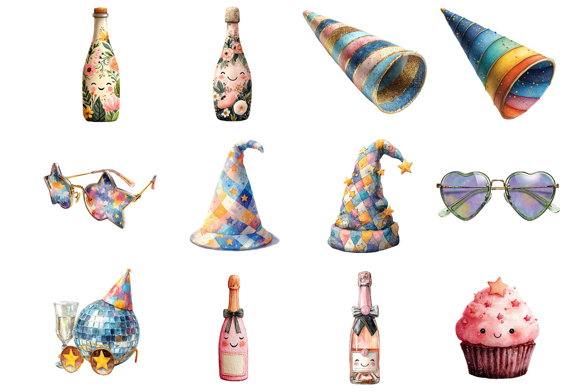 retro new year clipart, an Illustration by DreamArtGraphic (Photo 2 of 4)