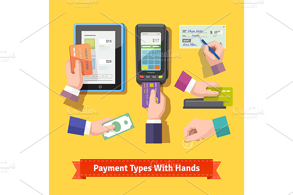 Flat Icon Set Of Payment Types.