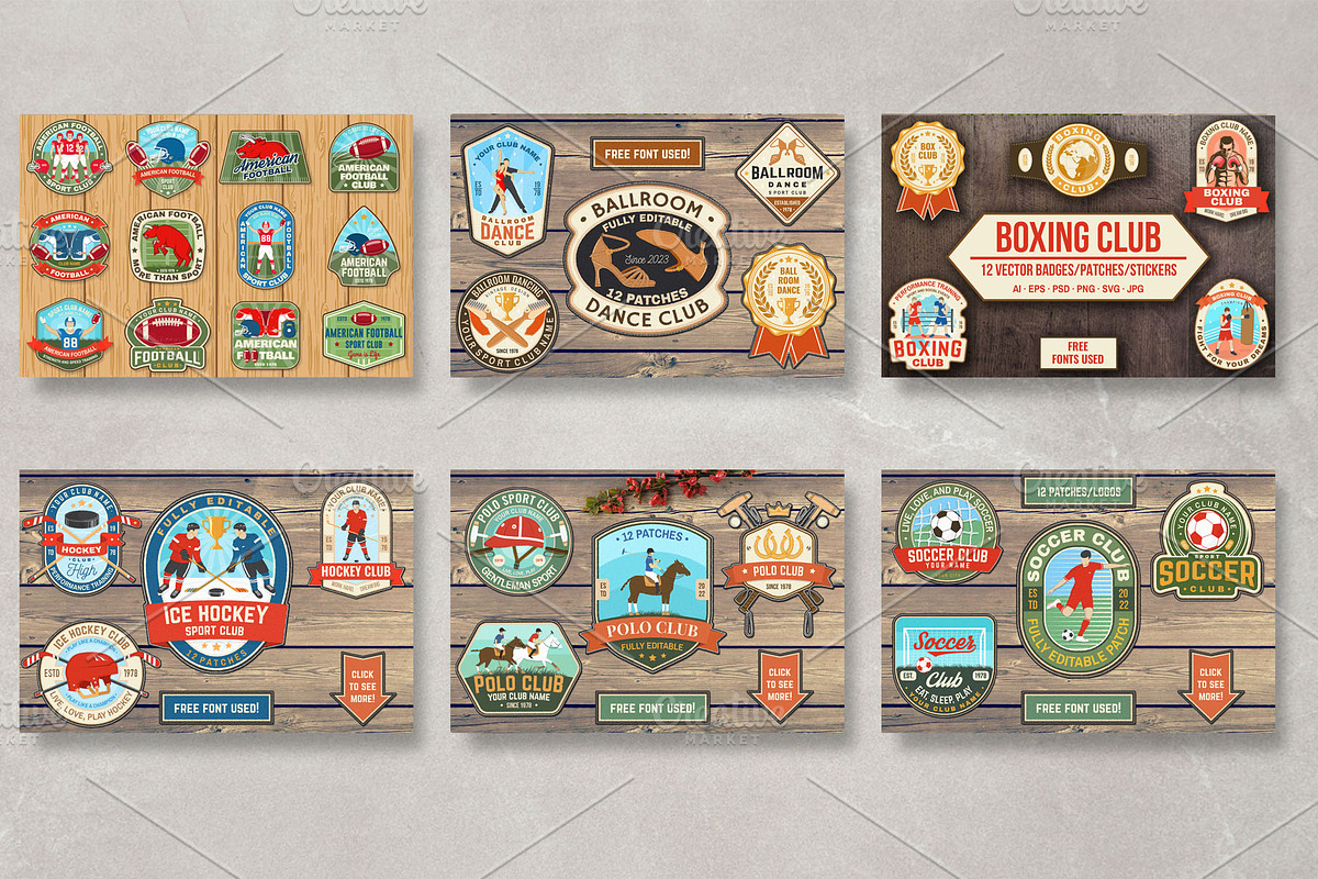 72 Sport Patches/Badges, a Branding & Logo Template by sivVector (Photo 2 of 8)
