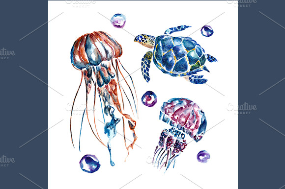 Patterns and set with sea life preview 5