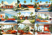 60 Mid Century House Illustrations, a Decorative Illustration by Incomelion (Thumbnail 3 of 13)