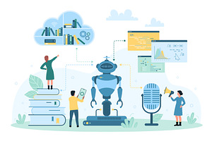 AI and machine learning technology, an Education Illustration by Flashvector